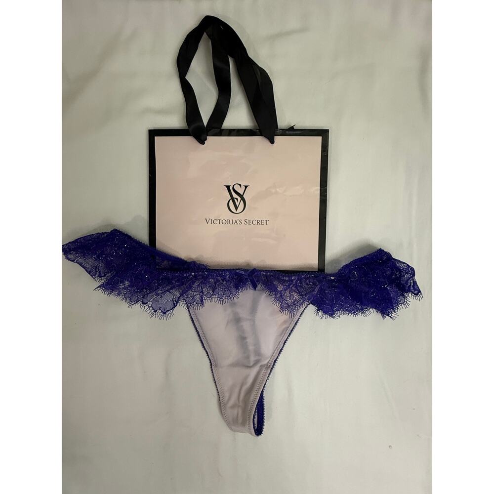 NWT Vintage Victoria’s Secret Dream Angels Thong  Lilac Glittery Purple Size S